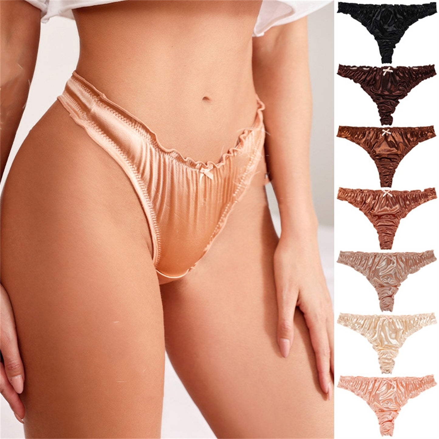 Silk Romance Panties – Satin Ruffle-Edge Luxe Briefs