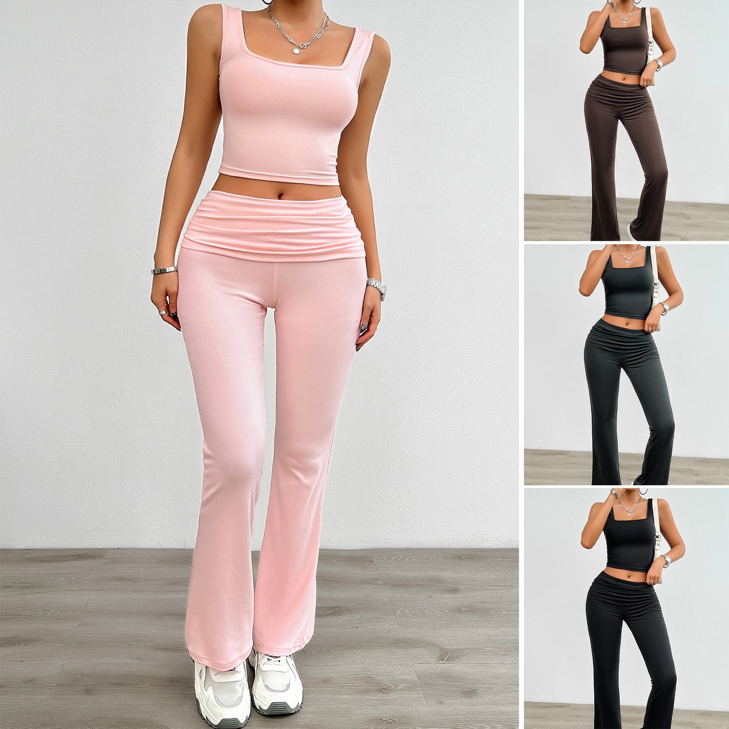 Blush Flared Lounge Set – Two-Piece Soft Casual Co-ord