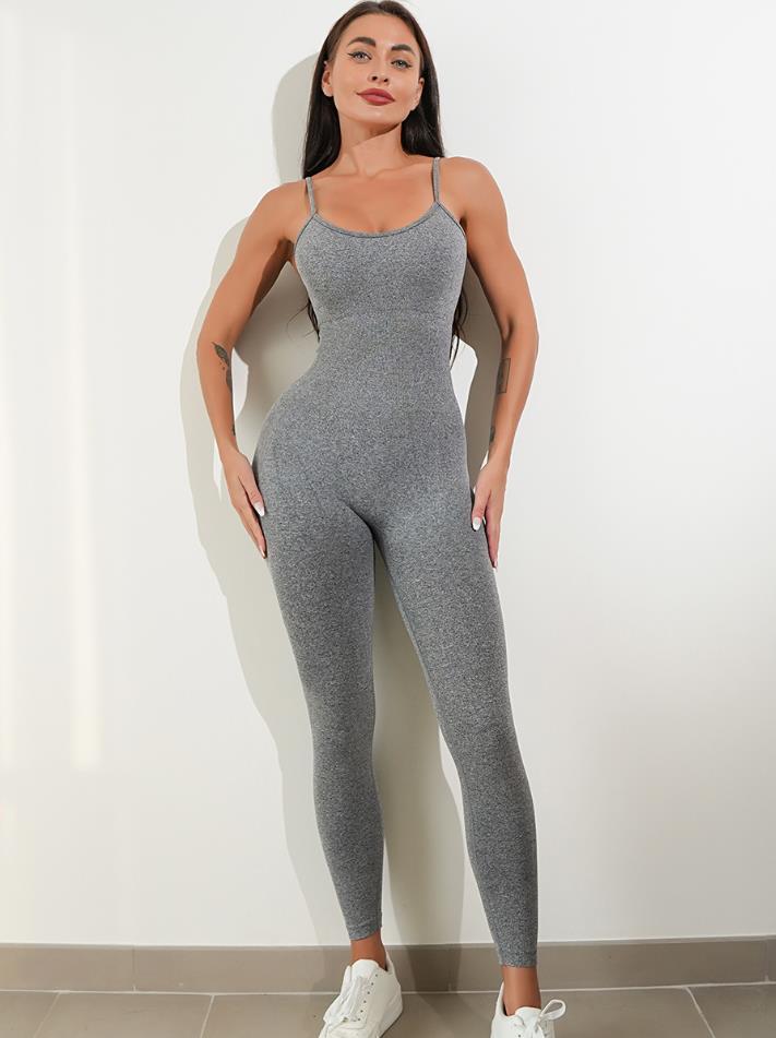 Seamless Open-Back Workout Jumpsuit – Sculpting One-Piece Sexy Activewear