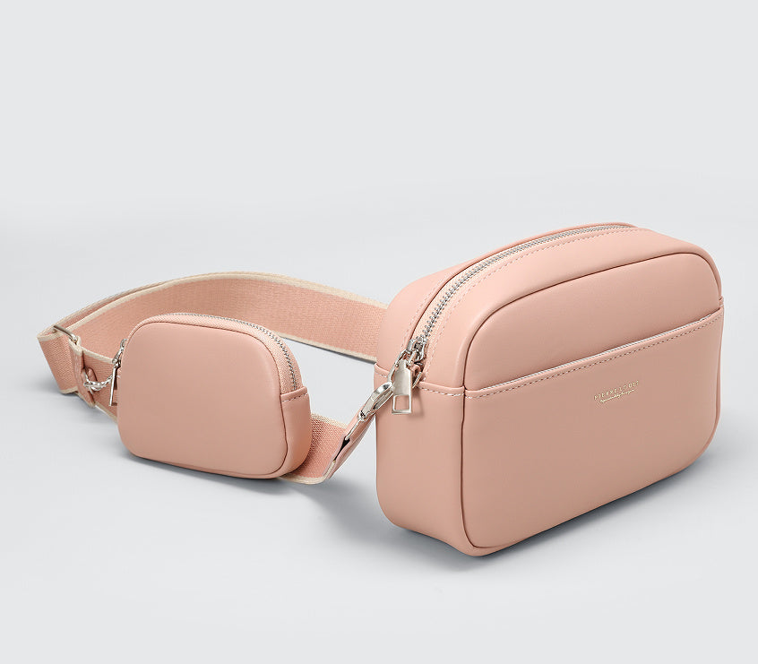 Minimalist Crossbody Bag Set – Soft Nude & Blush Everyday Essentials