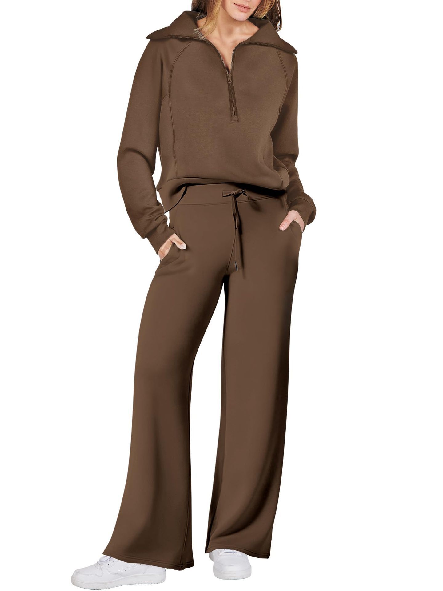 Zip-Up Lounge Set – Flared Two-Piece Cozy Comfortwear