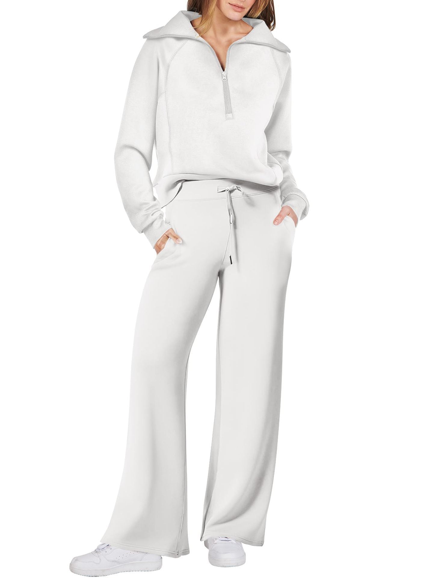 Zip-Up Lounge Set – Flared Two-Piece Cozy Comfortwear