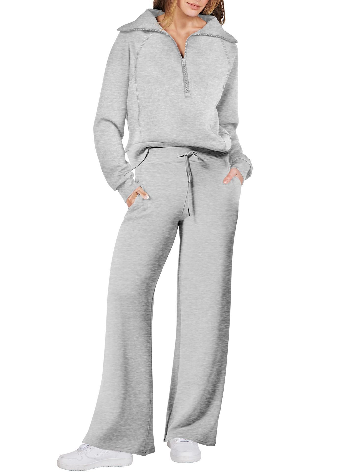 Zip-Up Lounge Set – Flared Two-Piece Cozy Comfortwear