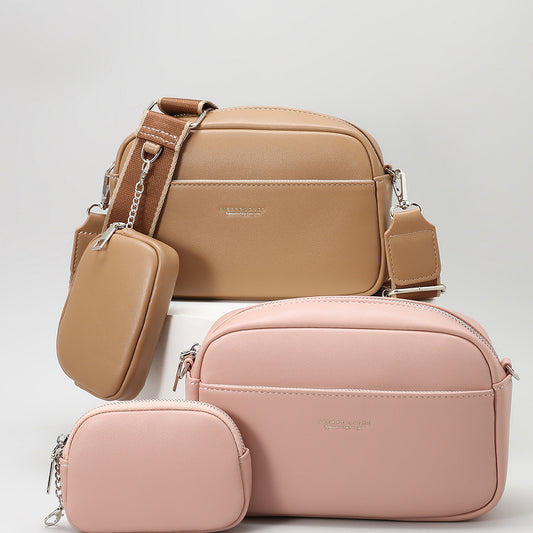 Minimalist Crossbody Bag Set – Soft Nude & Blush Everyday Essentials