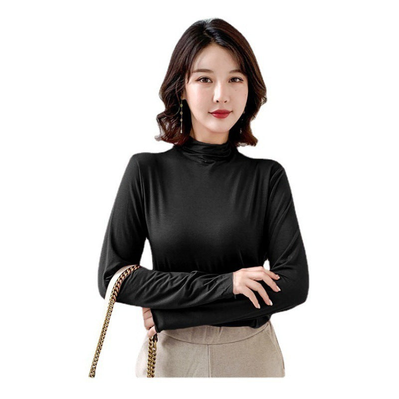 Essential Solid Color Turtleneck – Minimalist Long Sleeve Layer