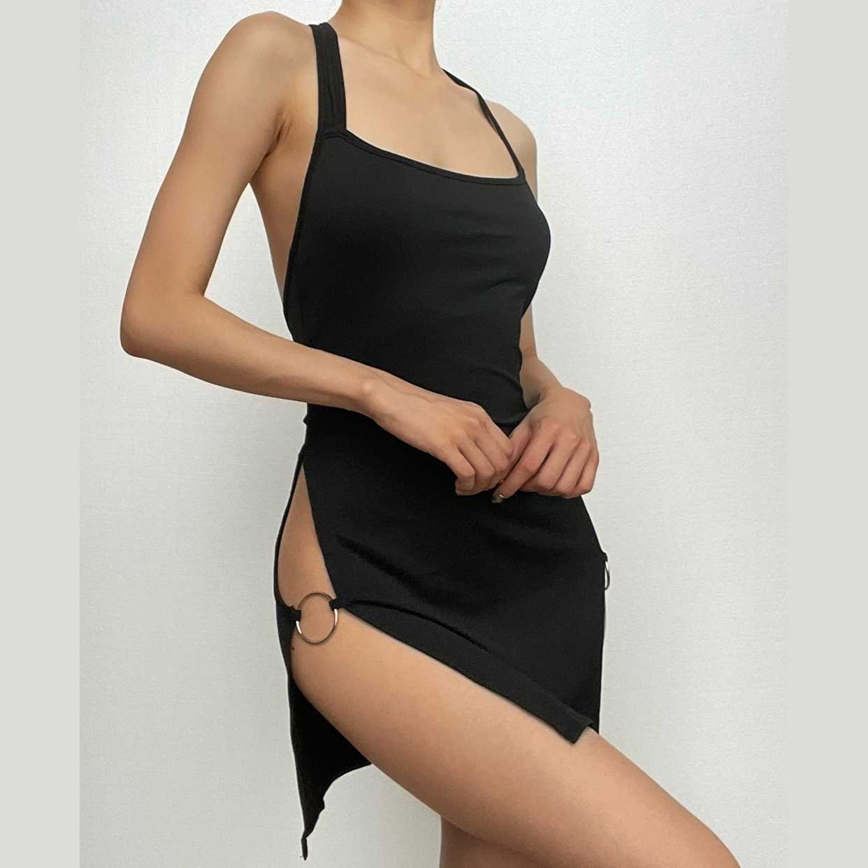 Cutout Mini Dress – Bold Nightclub Look with Ring Detail backless