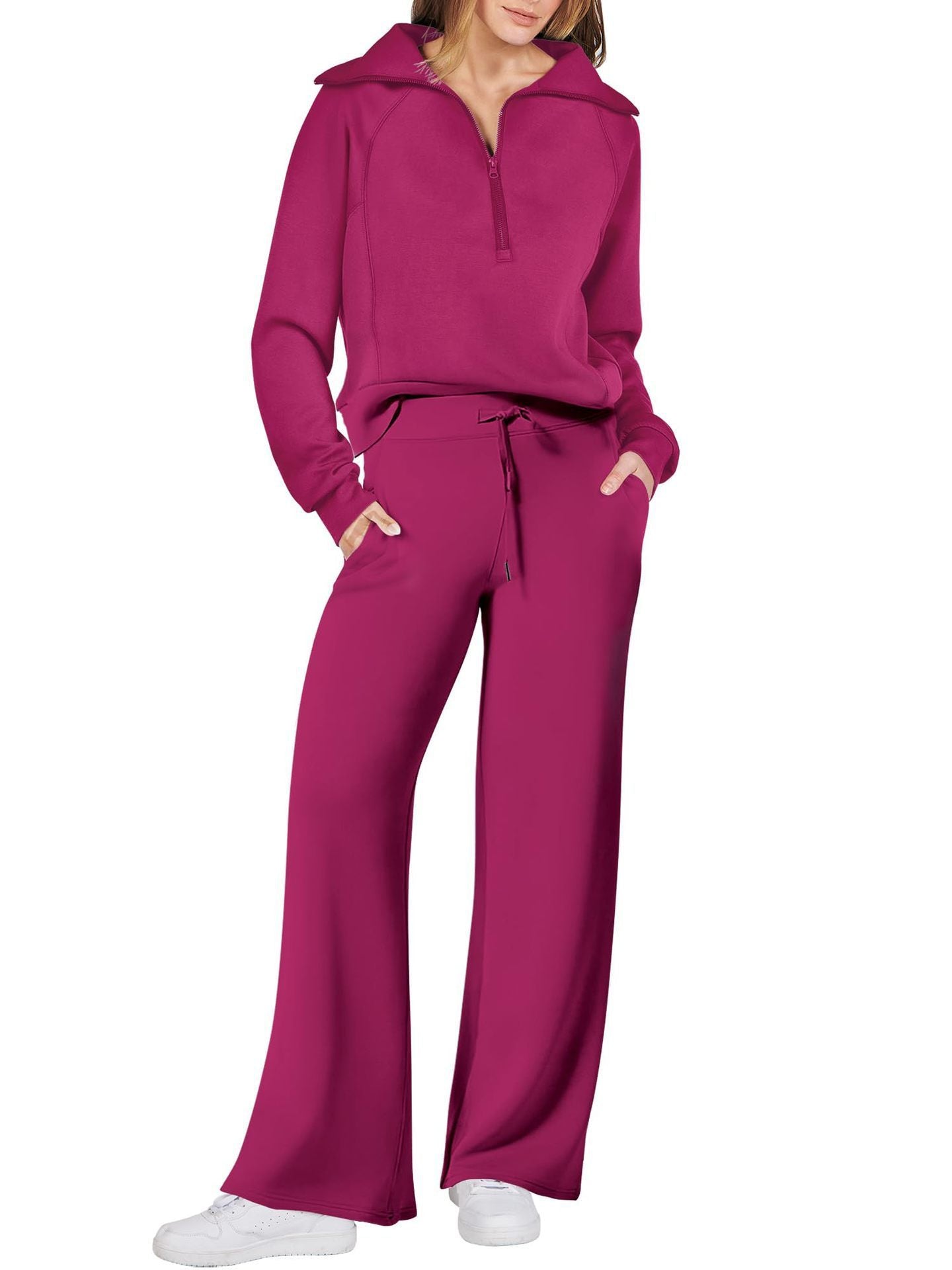Zip-Up Lounge Set – Flared Two-Piece Cozy Comfortwear