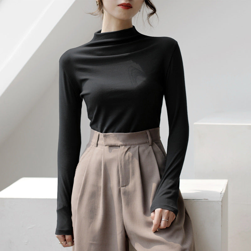 Essential Solid Color Turtleneck – Minimalist Long Sleeve Layer