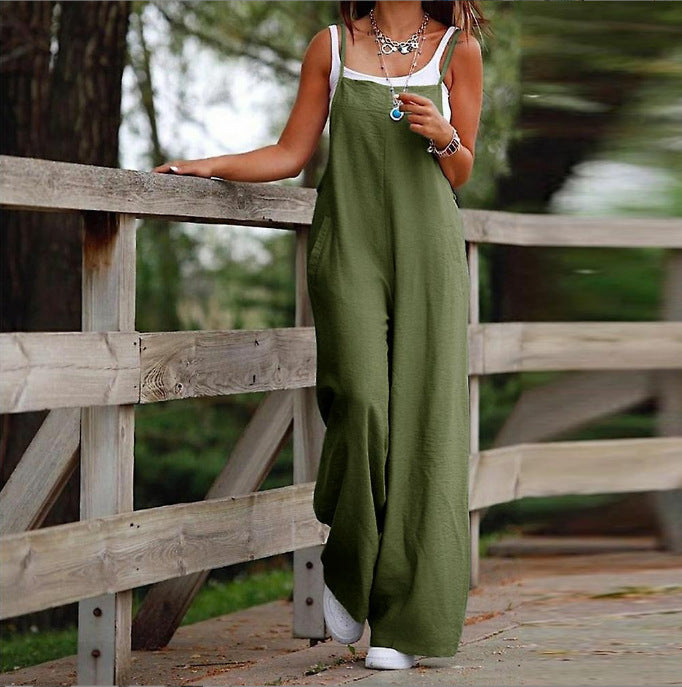 Woman Fashion Relaxed Wide-Leg Jumpsuit – Casual Everyday Comfort