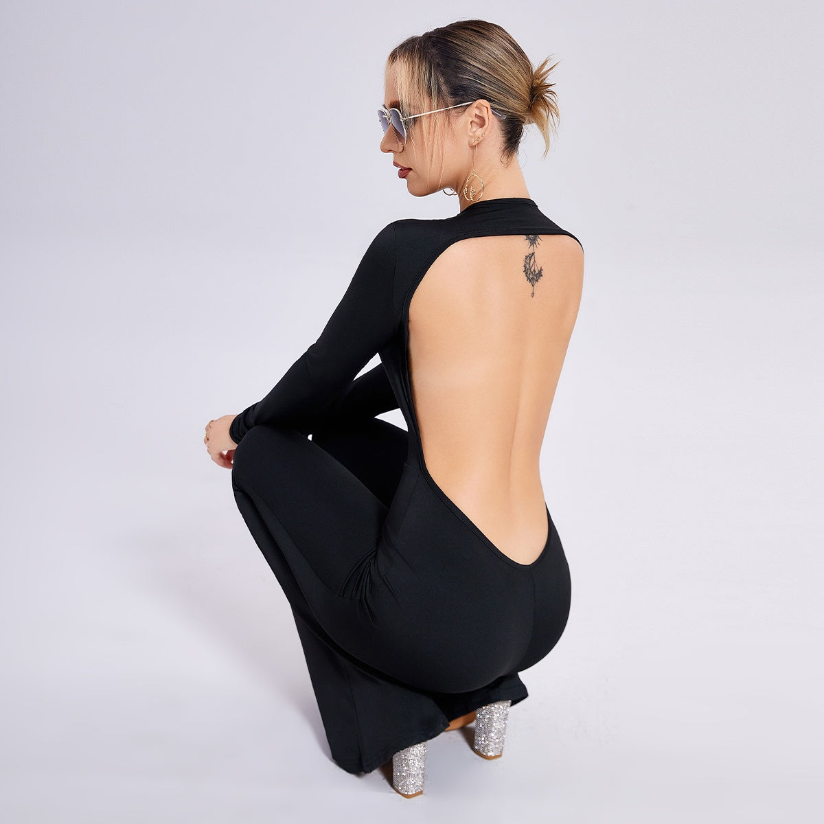 Backless Elegance Jumpsuit – Open Back Black Evening Statement