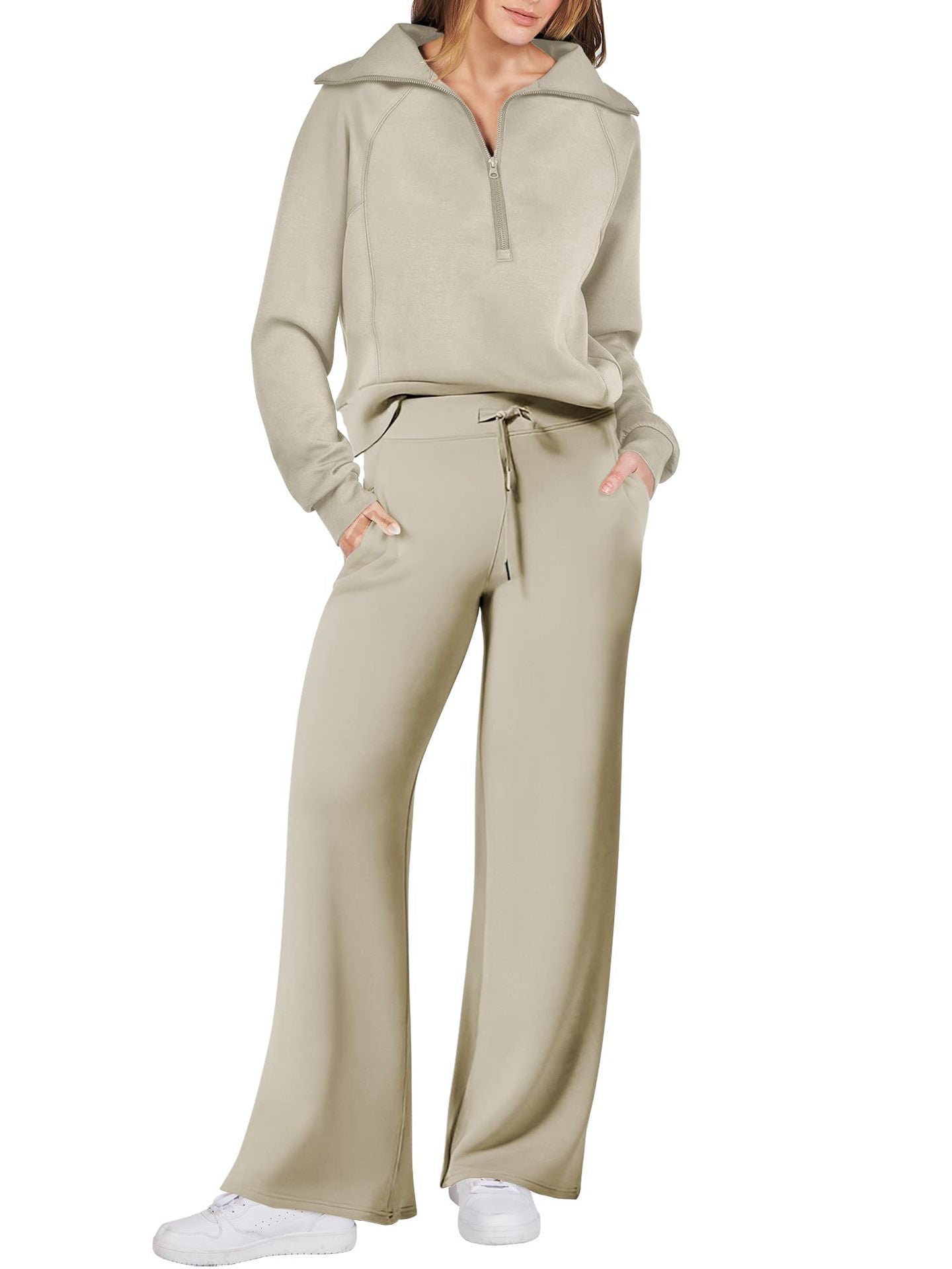 Zip-Up Lounge Set – Flared Two-Piece Cozy Comfortwear