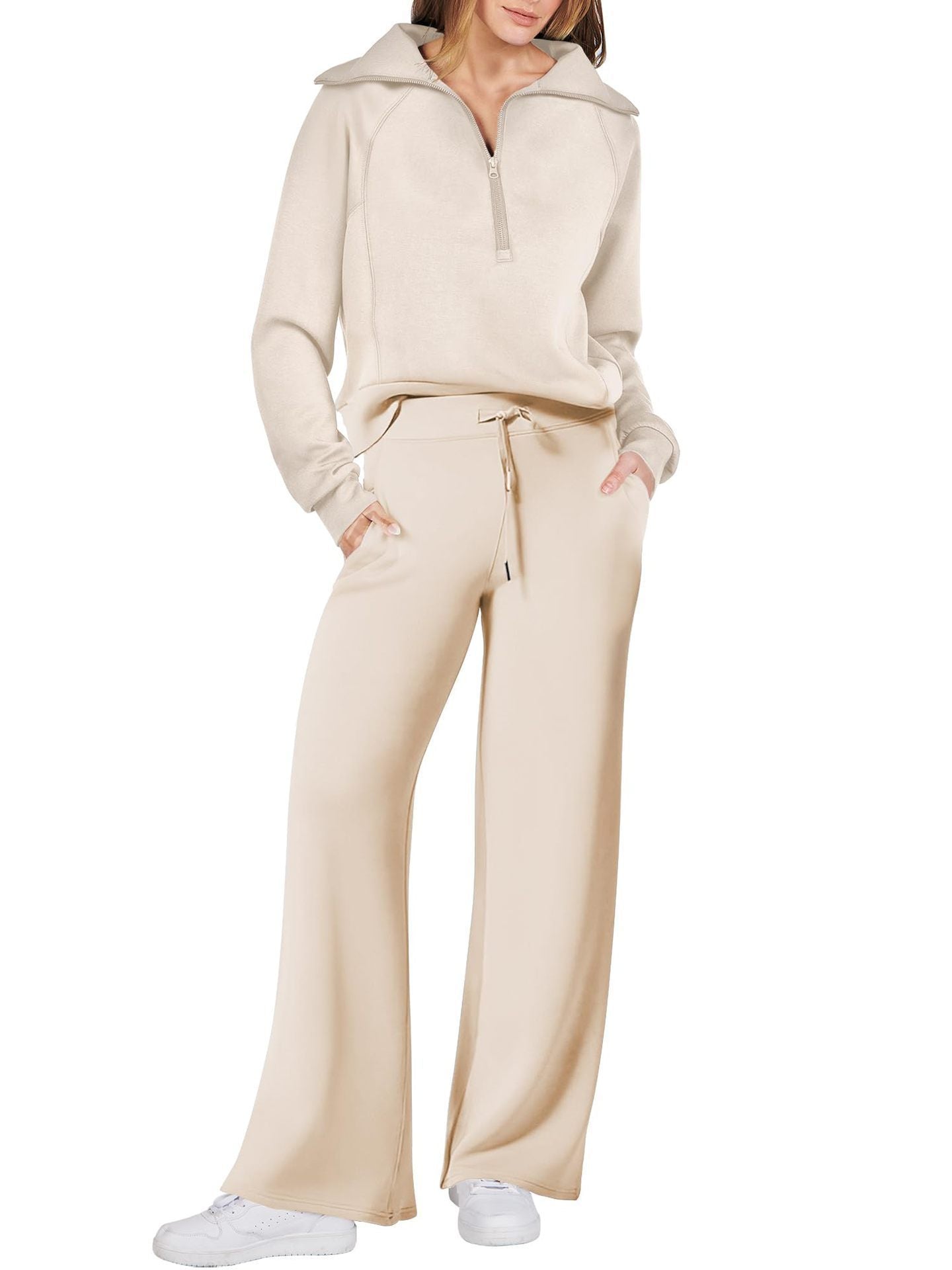 Zip-Up Lounge Set – Flared Two-Piece Cozy Comfortwear