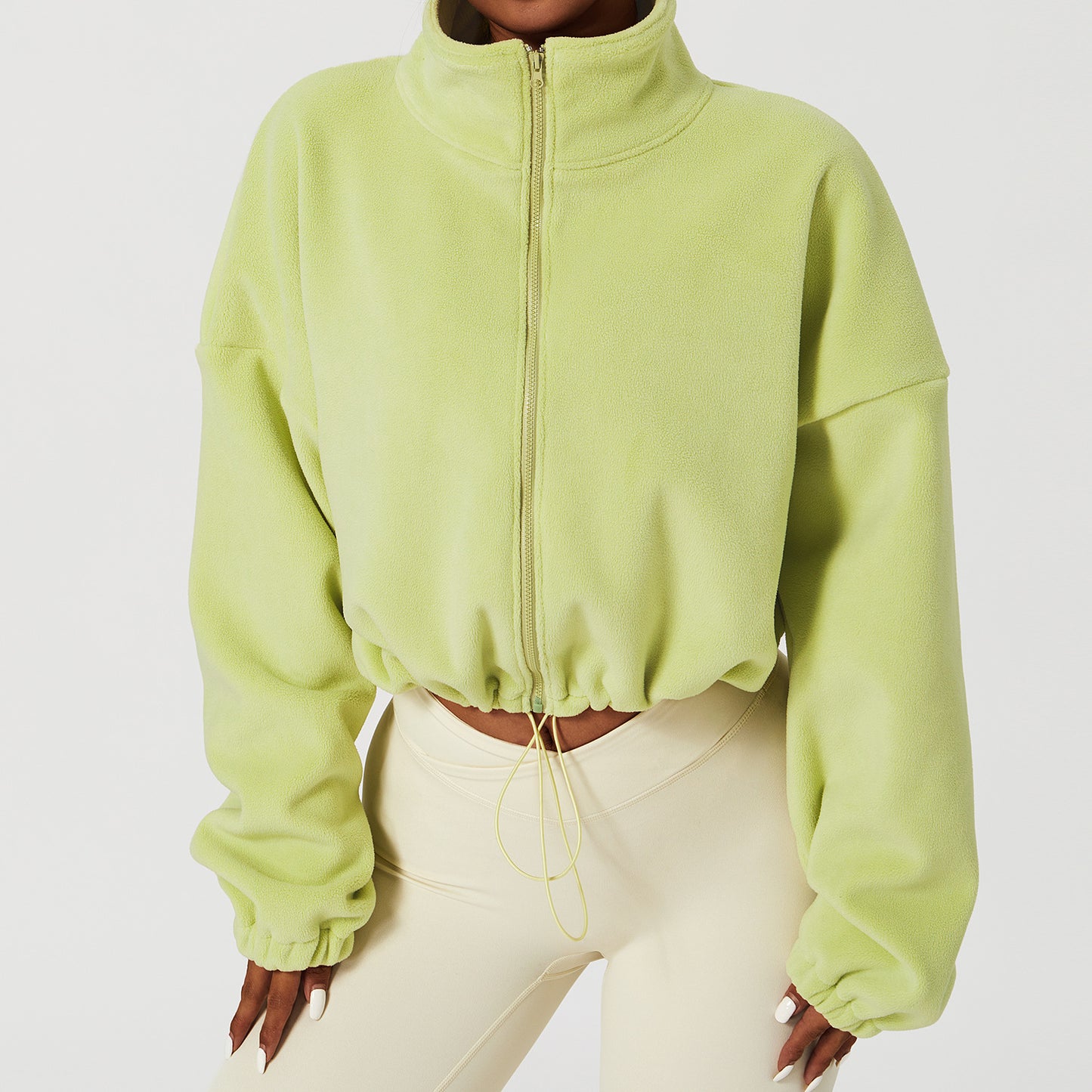 Outdoor Cashmere High-Neck Zip Pullover – Soft Drawstring Athletic Sweatshirt