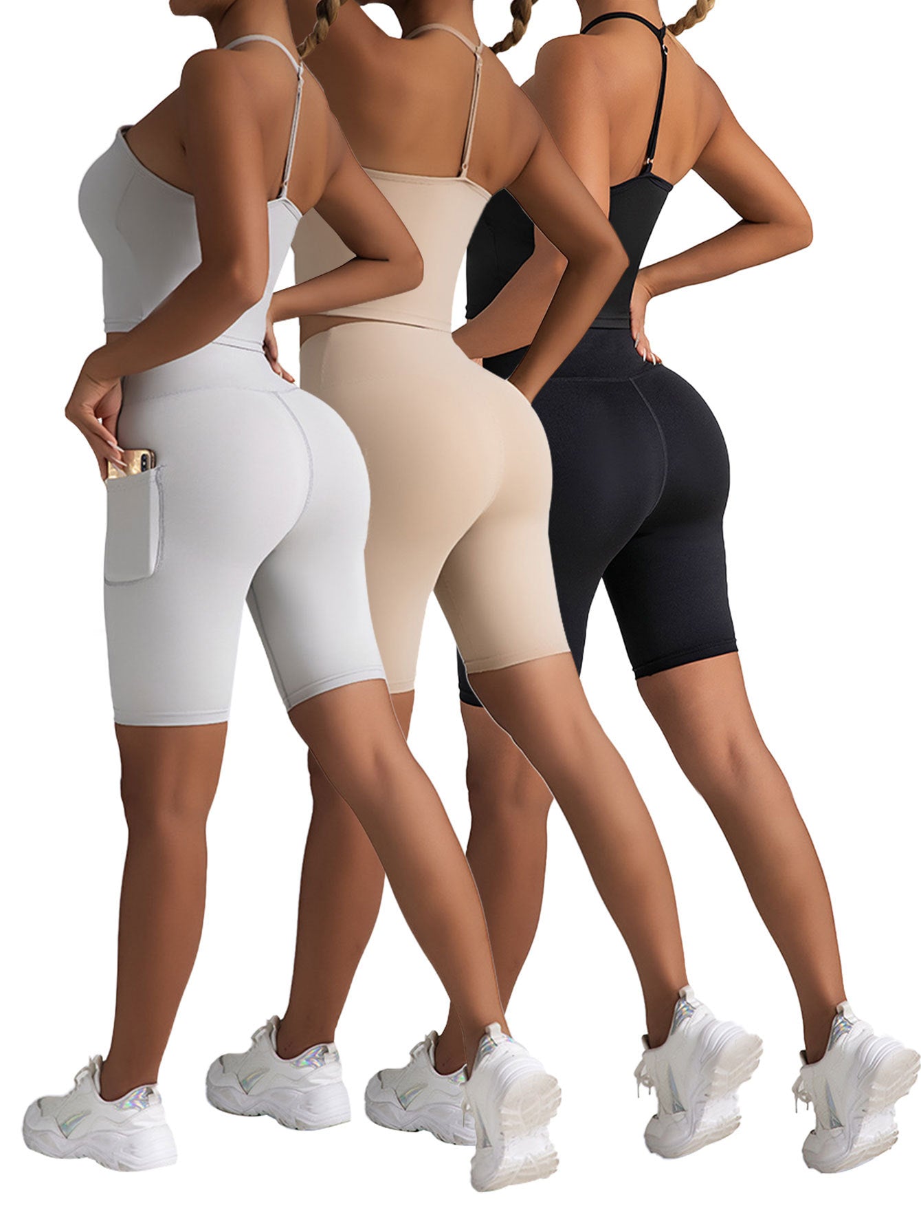 Seamless Workout Romper Set (3 PCS) – Sculpting Activewear Bodysuits