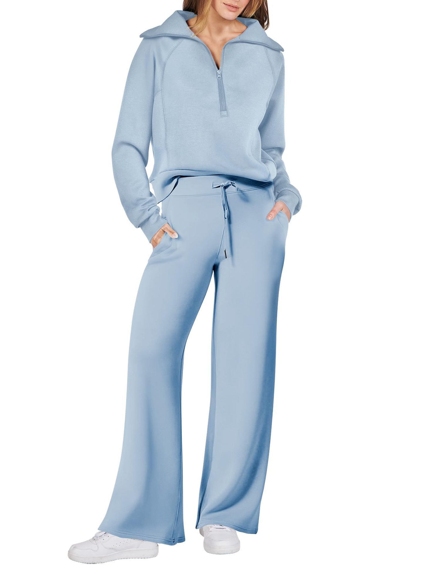 Zip-Up Lounge Set – Flared Two-Piece Cozy Comfortwear