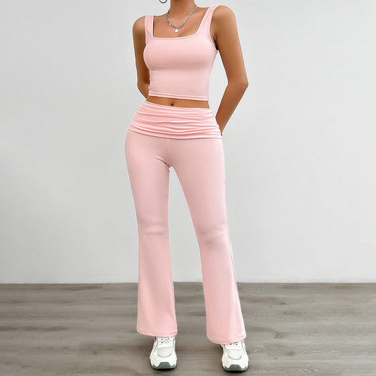 Blush Flared Lounge Set – Two-Piece Soft Casual Co-ord
