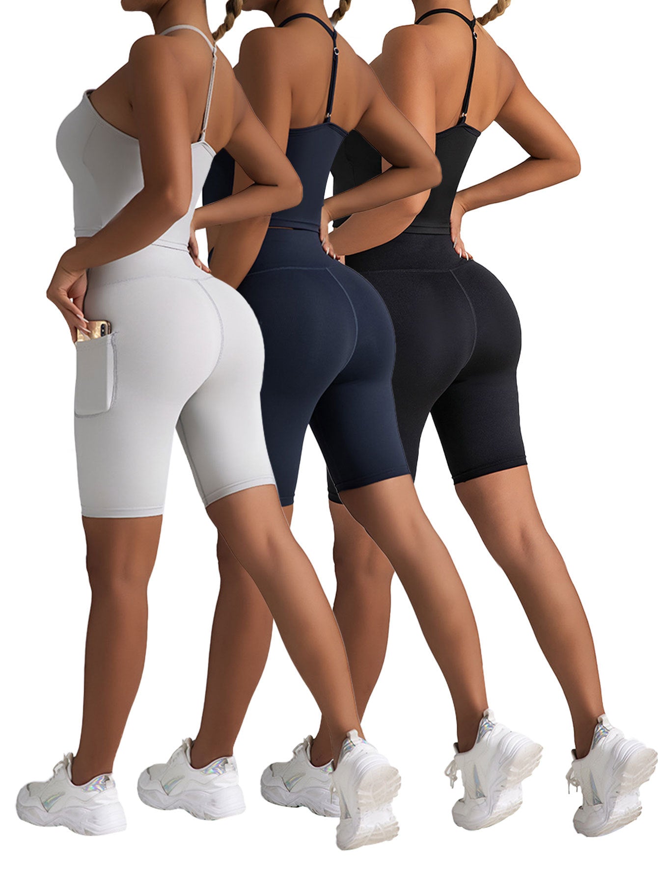 Seamless Workout Romper Set (3 PCS) – Sculpting Activewear Bodysuits