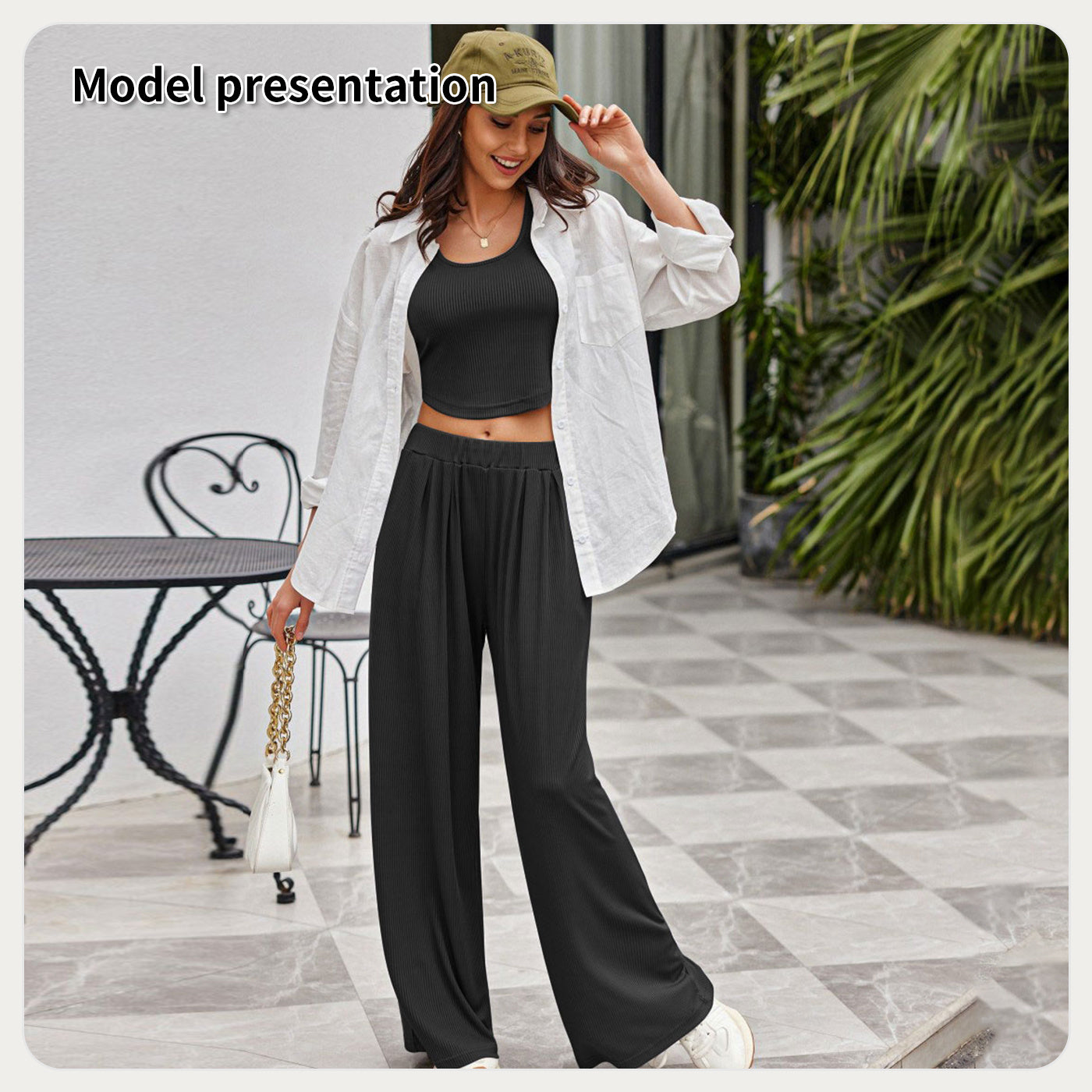 Women'sChill Mode Set –  Black Wide-Leg Lounge Look
