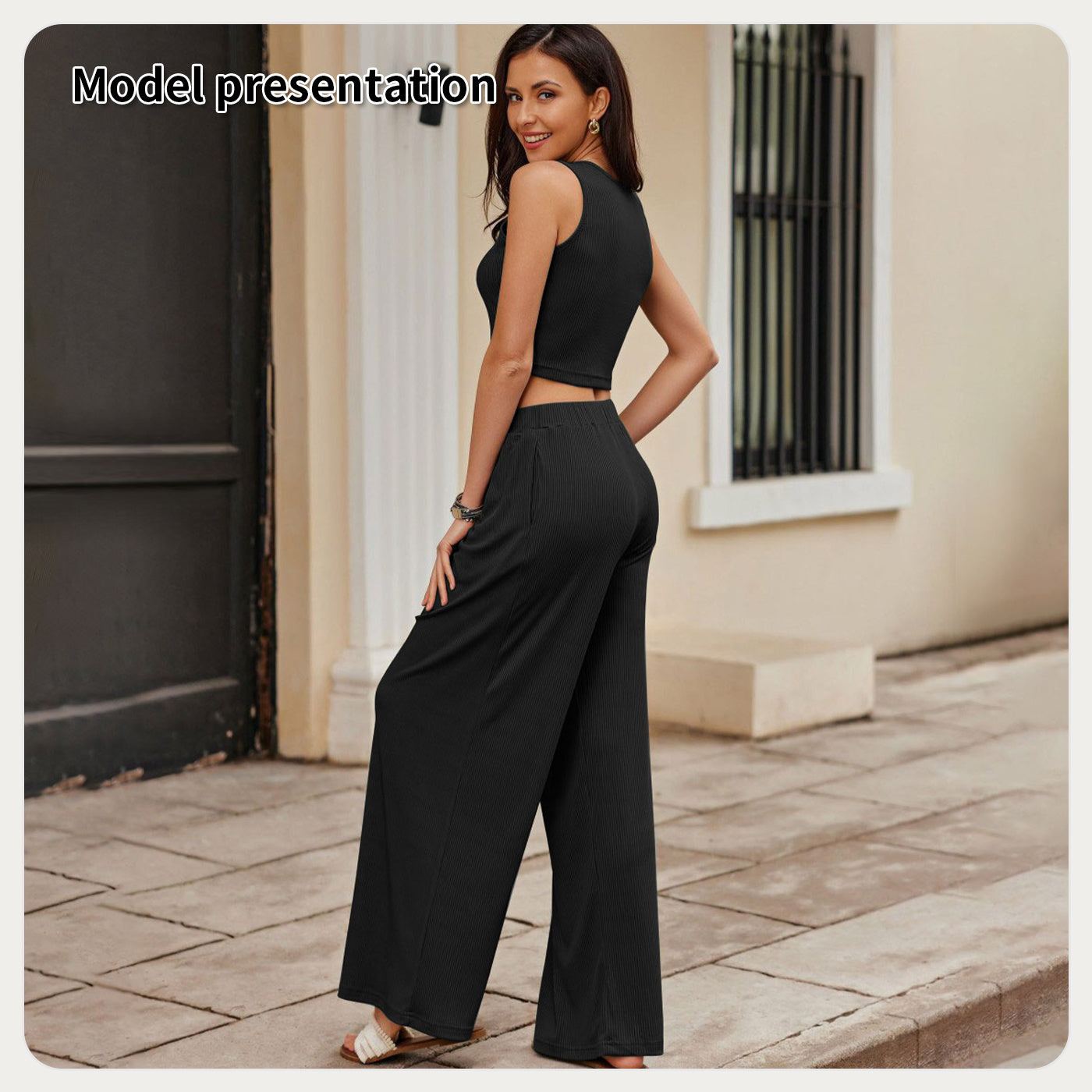 Women'sChill Mode Set –  Black Wide-Leg Lounge Look