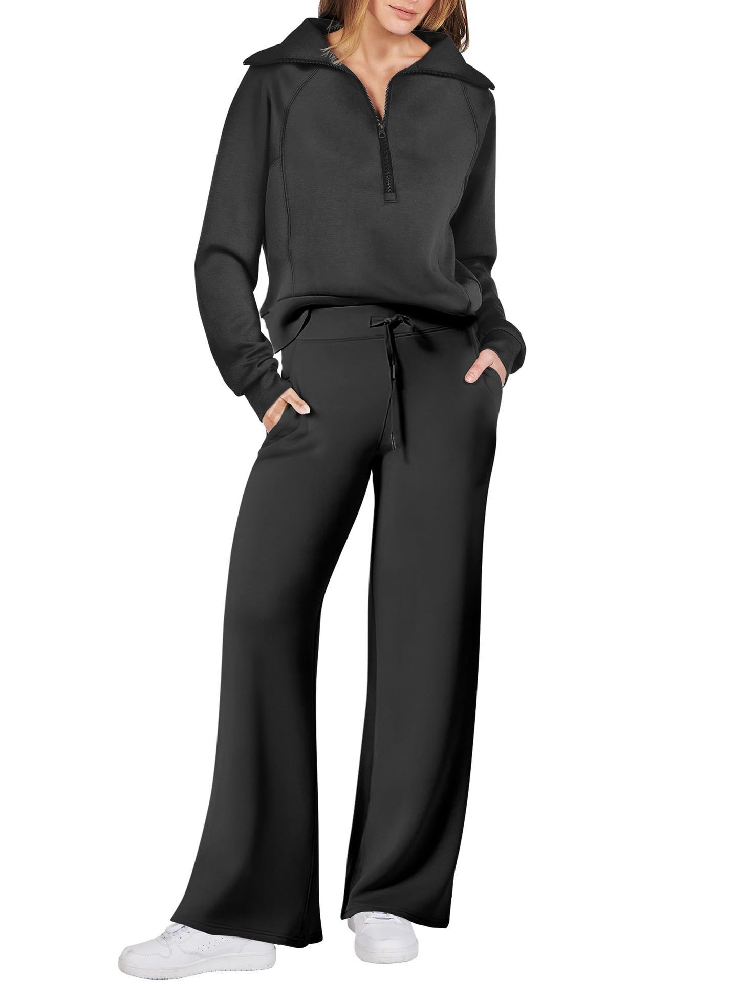 Zip-Up Lounge Set – Flared Two-Piece Cozy Comfortwear