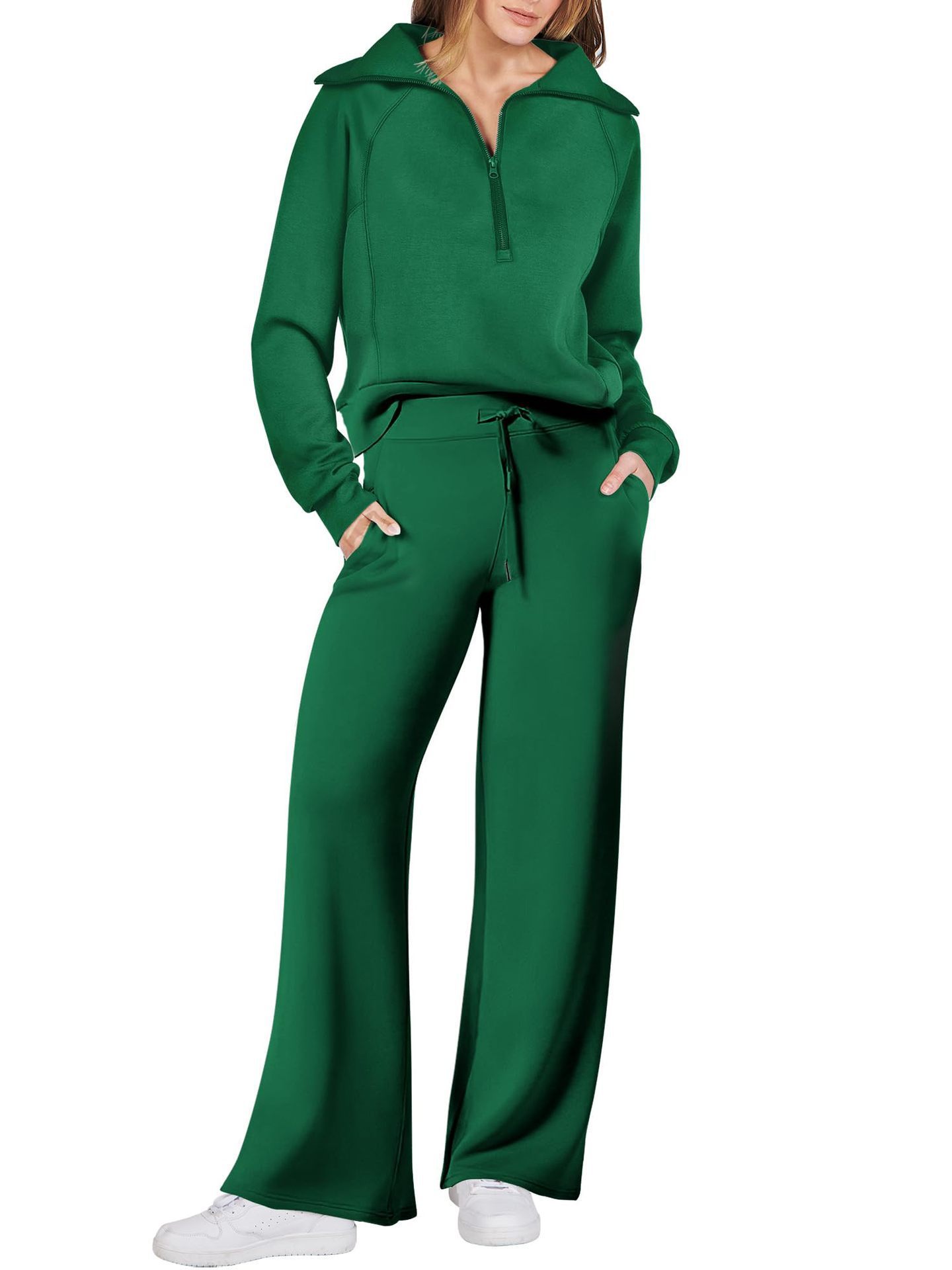 Zip-Up Lounge Set – Flared Two-Piece Cozy Comfortwear