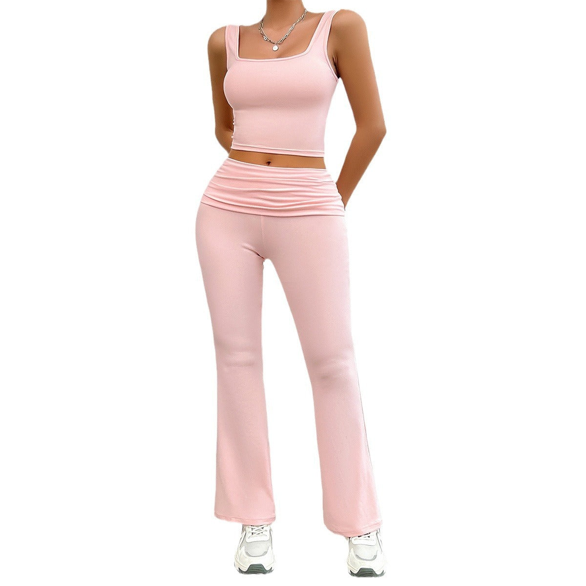 Blush Flared Lounge Set – Two-Piece Soft Casual Co-ord