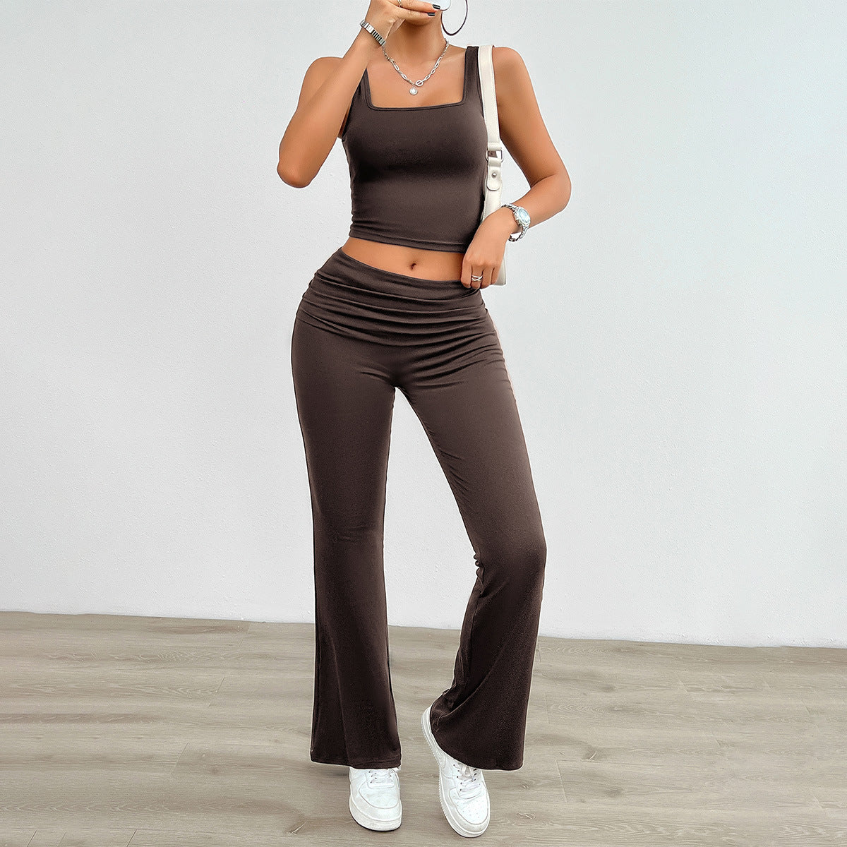 Blush Flared Lounge Set – Two-Piece Soft Casual Co-ord